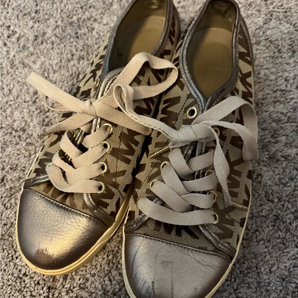 Michael Kors Gold and Brown Women's Sneakers